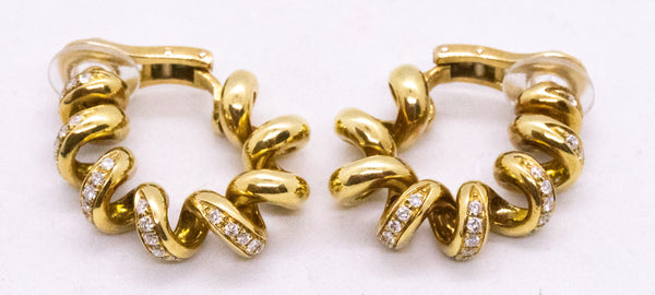 BOUCHERON PARIS 18 KT GOLD EARRINGS WITH 1.40 Cts VVS DIAMONDS