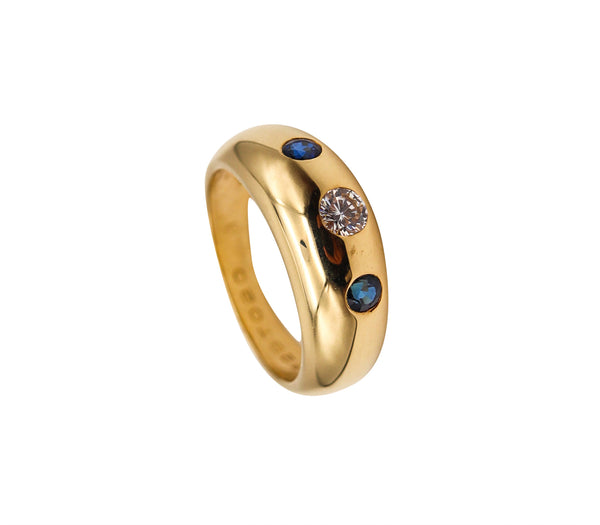 -Cartier Paris Daphne Ring In 18Kt Yellow Gold With Ceylon Sapphires And Diamond