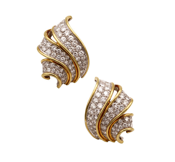 Oscar Heyman 18Kt Two Tones Gold Cocktail Earrings With 6.72 Cts In VS Diamonds