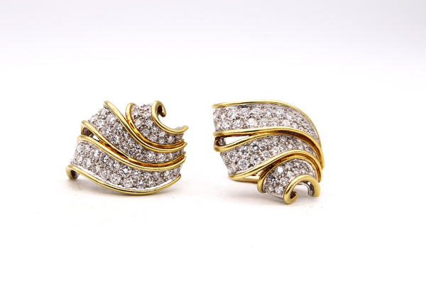 Oscar Heyman 18Kt Two Tones Gold Cocktail Earrings With 6.72 Cts In VS Diamonds