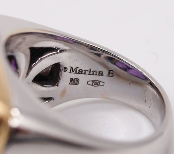 Marina B. Doppio Cocktail Ring In 18Kt Gold With 24.78 Cts Of Amethyst and Topaz