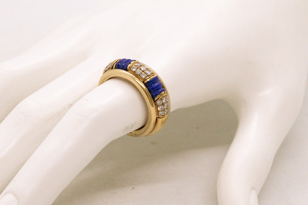 Boucheron Paris Convertible Pluriel Ring In 18Kt Gold With VS Diamonds Lapis Lazuli Wood & Coral