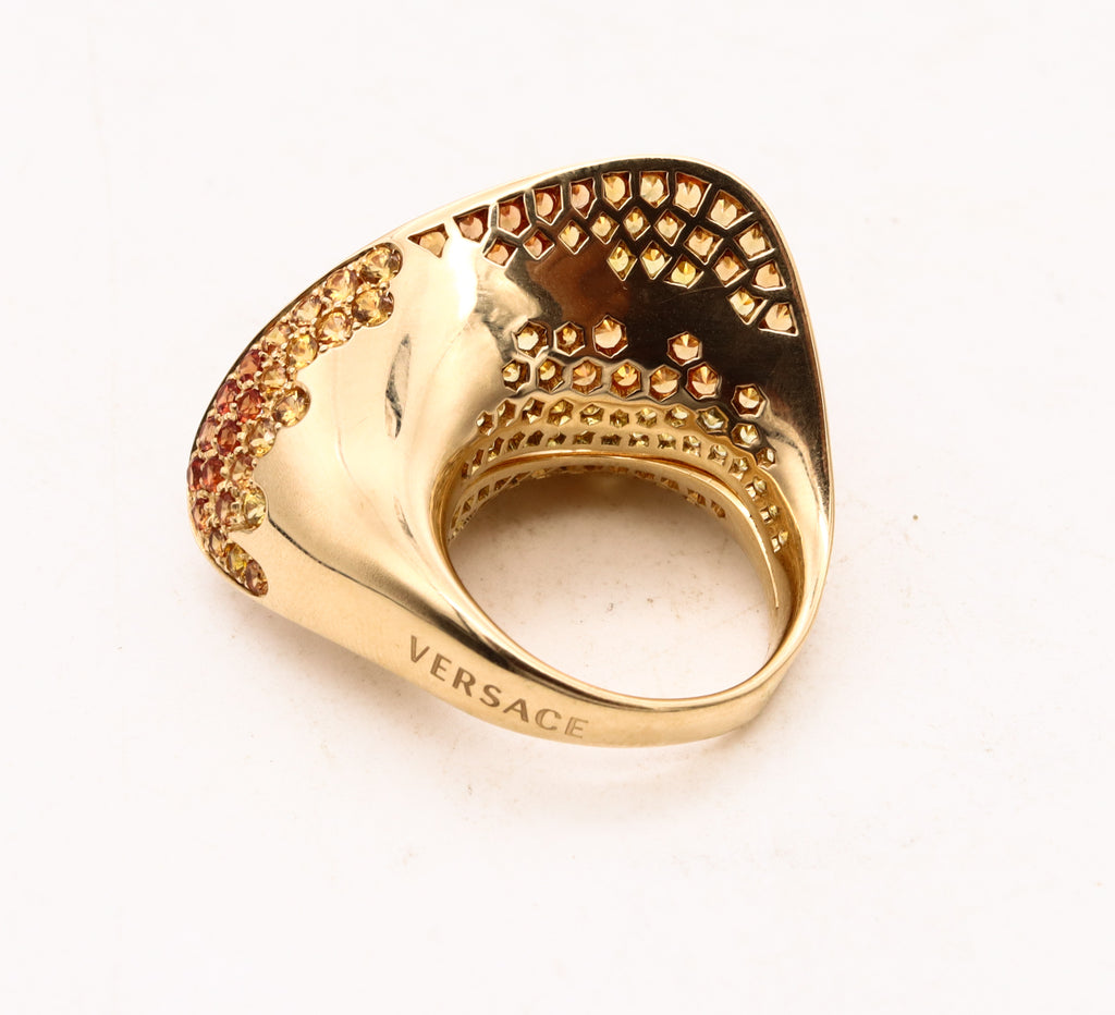 Versace Gold Engraved Greek Key Ring Versace
