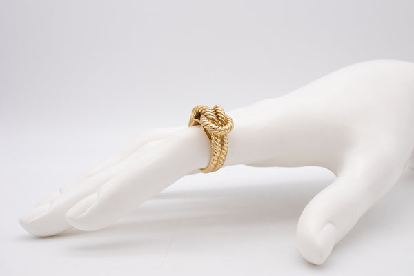 HERMES PARIS 18 KT TEXTURED YELLOW GOLD HERCULES LOVE KNOT ROPE RING