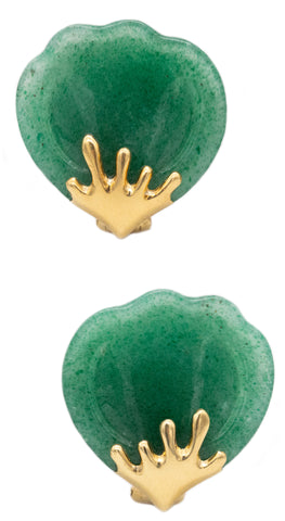 TIFFANY & CO. BY ANGELA CUMMINGS 18 KT YELLOW GOLD PETALS EARRINGS IN AVENTURINE