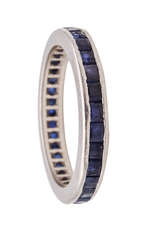 Eternity Band Ring In .950 Platinum With 1.01 Ct Of Natural Blue Sapphires