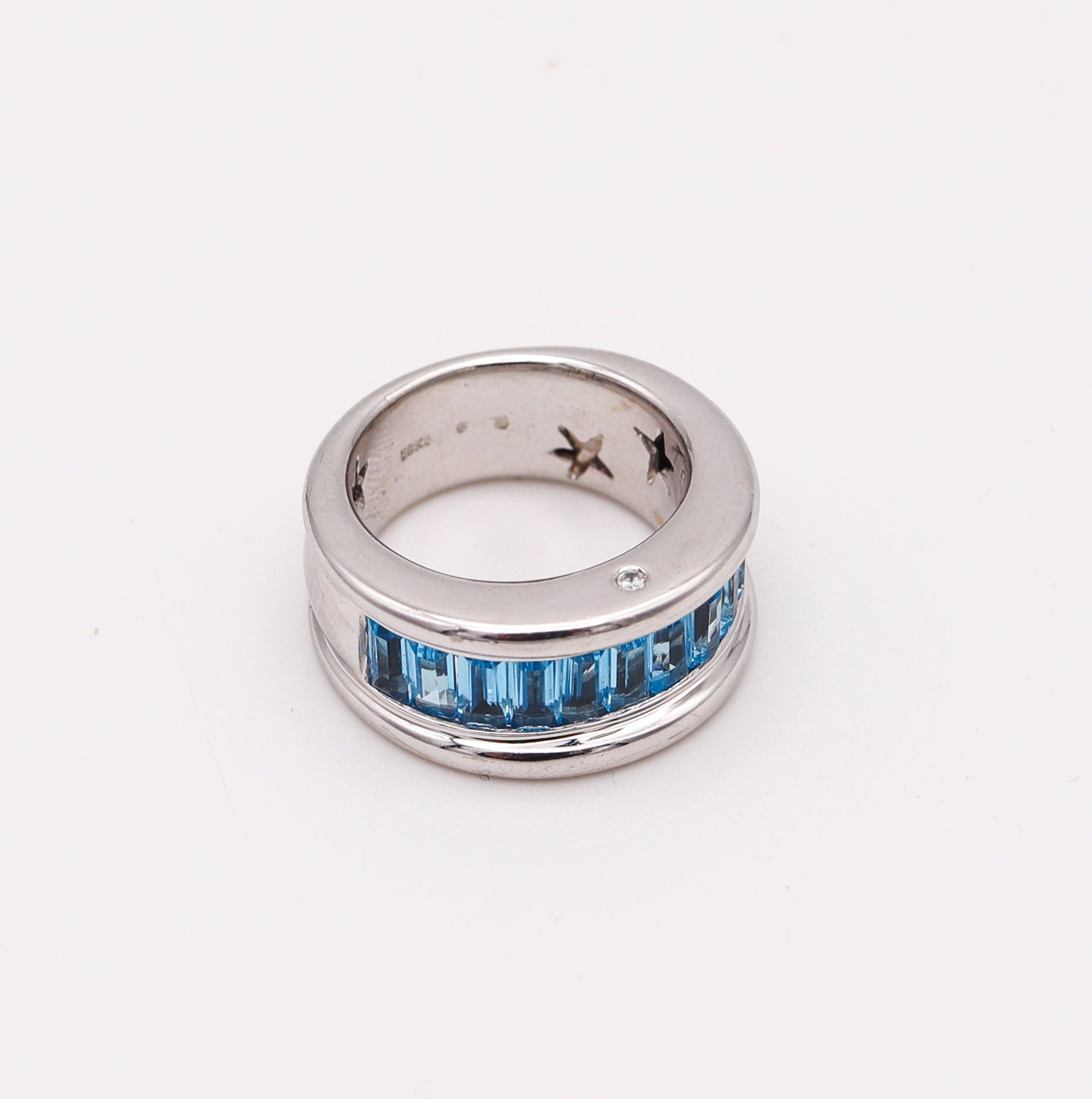 H. Stern Band Ring In 18Kt White Gold With 3.91 Ctw In Blue