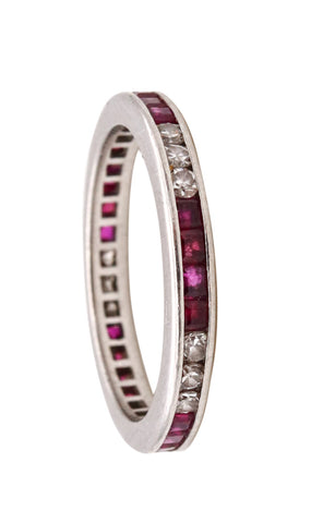 *Art Deco 1930 Platinum eternity band with diamonds and rubies stations