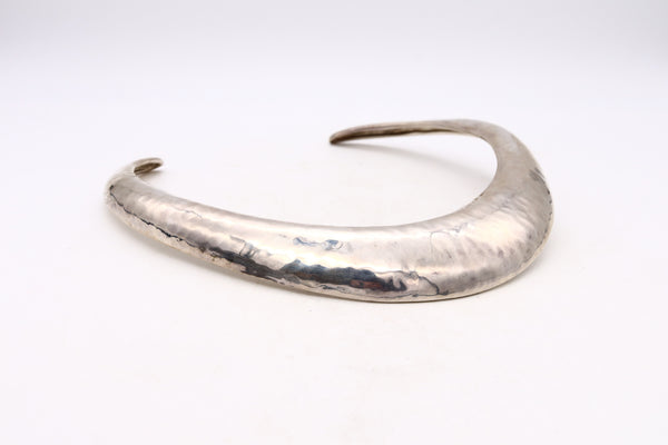 *Lalaounis Greece 1970's necklace choker in hammered .925 sterling silver