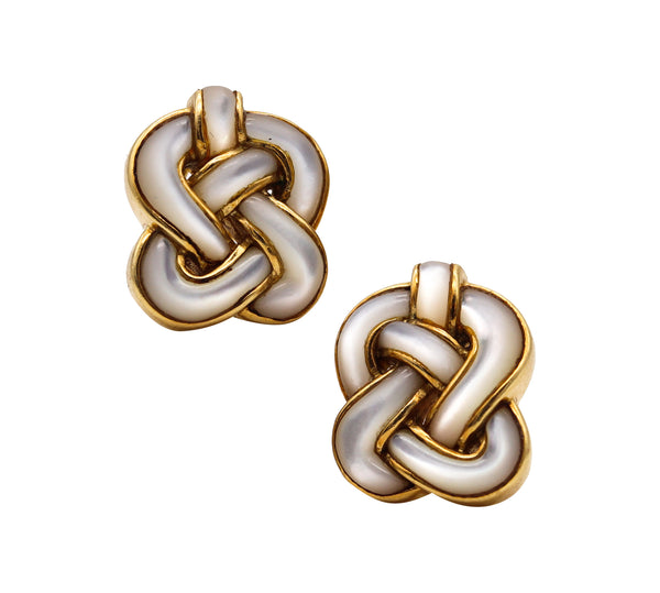 Angela Cummings New York Knots Earrings in 18Kt Yellow Gold With White Nacre