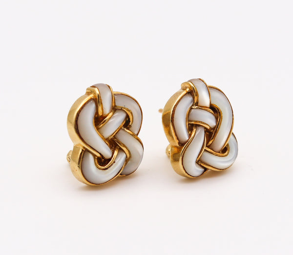 Angela Cummings New York Knots Earrings in 18Kt Yellow Gold With White Nacre