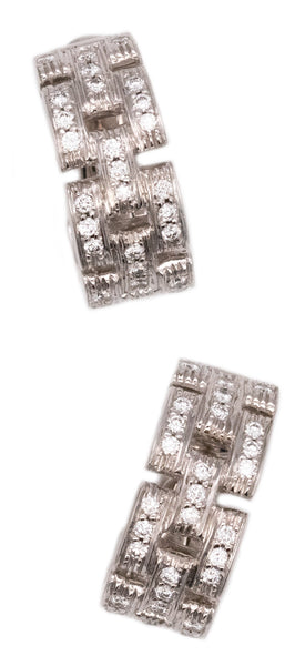 CARTIER PARIS 18 KT WHITE GOLD MAILLON PANTHERE EARRINGS WITH VS DIAMONDS