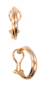 Cartier Paris Classic Trinity Circles Hoop Ear Clips In 18Kt Three Color Gold