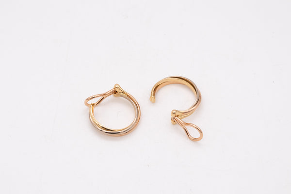 Cartier Paris Classic Trinity Circles Hoop Ear Clips In 18Kt Three Color Gold