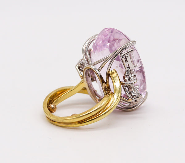 (S)Modern Cocktail Ring In 18Kt Gold & Platinum With 42.56 Cts In Kunzite And Diamonds