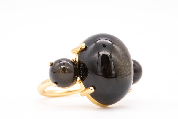Paul Morelli 18Kt Yellow Gold Cocktail Ring With 26 Cts Of Natural Obsidian