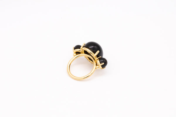 Paul Morelli 18Kt Yellow Gold Cocktail Ring With 26 Cts Of Natural Obsidian