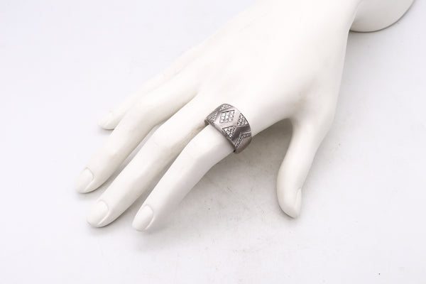 Andreoli Italy Band Ring In 18Kt White Gold With 1.34 Cts In VS Diamonds
