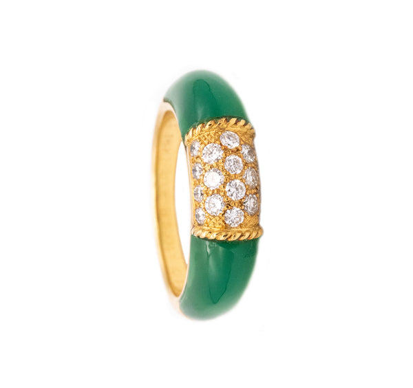 *Van Cleef & Arpels Paris Philippines Ring In 18Kt Yellow Gold With VS Diamonds And Chrysoprase