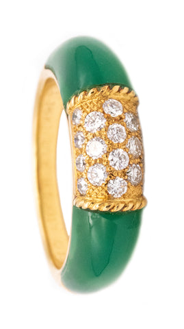 *Van Cleef & Arpels Paris Philippines Ring In 18Kt Yellow Gold With VS Diamonds And Chrysoprase