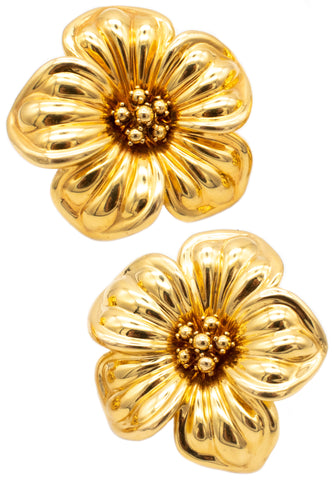 VAN CLEEF & ARPELS 18 KT YELLOW GOLD EXTRA LARGE FLOWERS EARRINGS