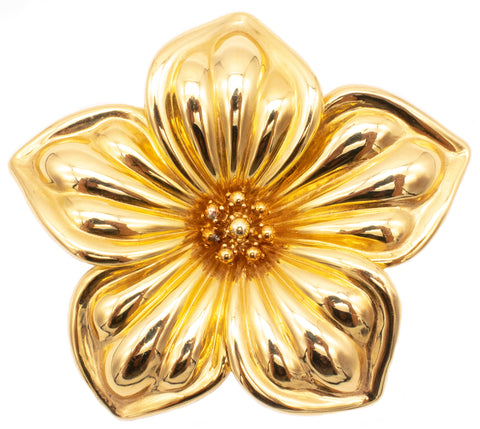 VAN CLEEF & ARPELS 18 KT YELLOW GOLD LARGE FLOWER PIN BROOCH