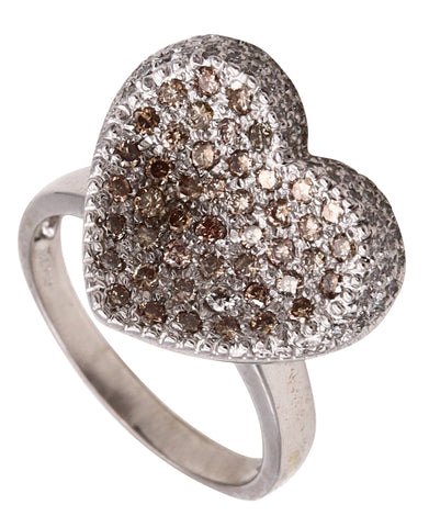 *Modern heart shaped ring in  8 kt white gold with 1.12 Cts of pave diamonds