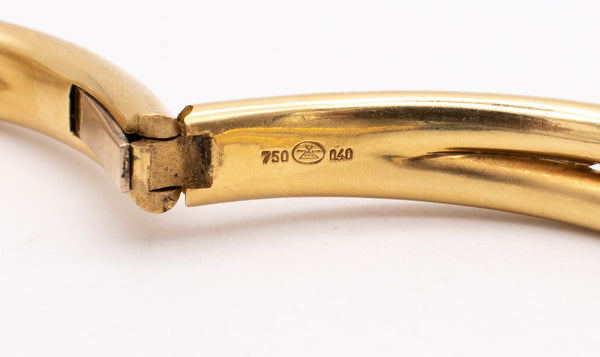 *Gubelin 1970 Swiss tubular bangle bracelet in 18 kt yellow gold with VS diamonds