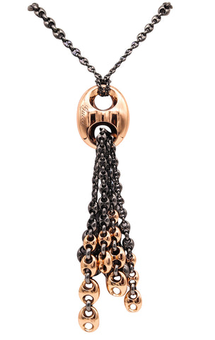 -Gucci Milano Long Drop Mariner Necklace Sautoir In 18Kt Gold And Blackened Silver