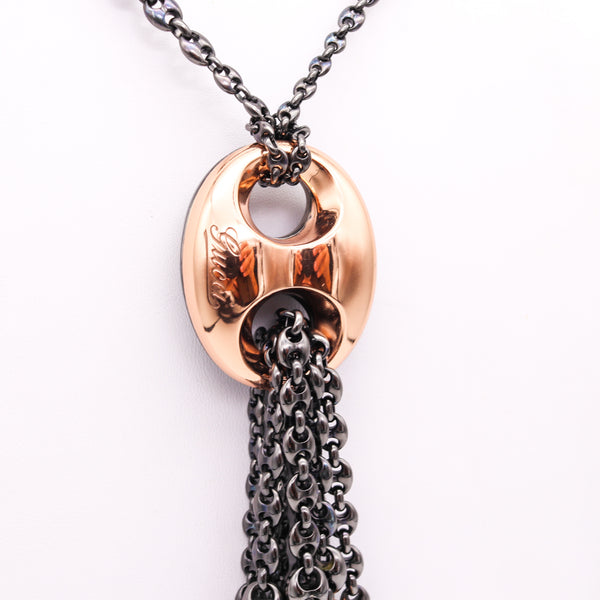 -Gucci Milano Long Drop Mariner Necklace Sautoir In 18Kt Gold And Blackened Silver