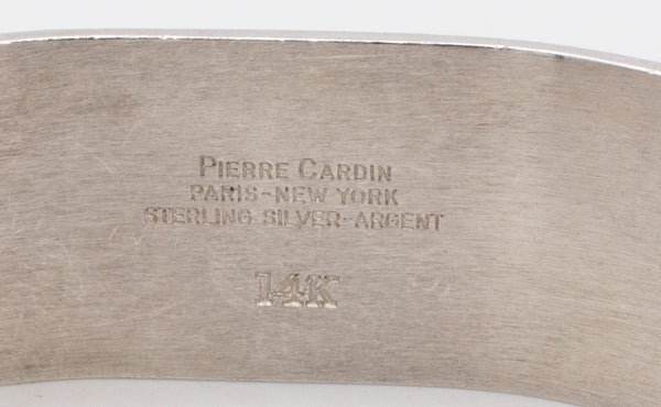 PIERRE CARDIN 1970 PARIS 14 KT & .925 STERLING CUFF WITH BLUE SODALITE