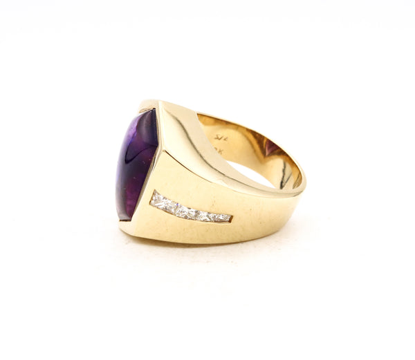 Modernist Asymmetric Ring In 18Kt Gold With 9.27 Cts In Diamonds And Amethyst