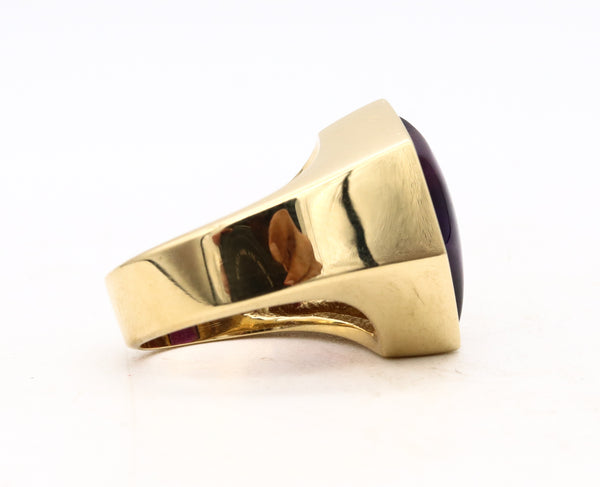 Modernist Asymmetric Ring In 18Kt Gold With 9.27 Cts In Diamonds And Amethyst