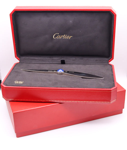 Cartier Paris Santos Letter Opener Paper Weight In Plated Stainless With Glass NIB