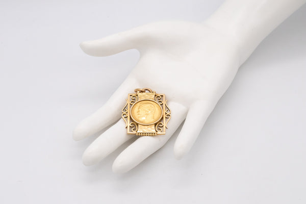 *Jean Despres 1935 Paris rare 18 karats gold pendant with 1897 Russian 15 Rubles gold coin