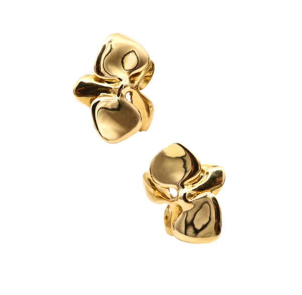 Angela Cummings 1984 New York Lily Flowers Petals Clips Earrings In 18Kt Yellow Gold