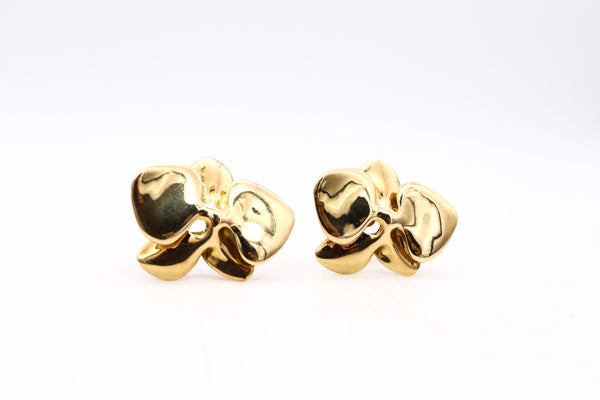 Angela Cummings 1984 New York Lily Flowers Petals Clips Earrings In 18Kt Yellow Gold