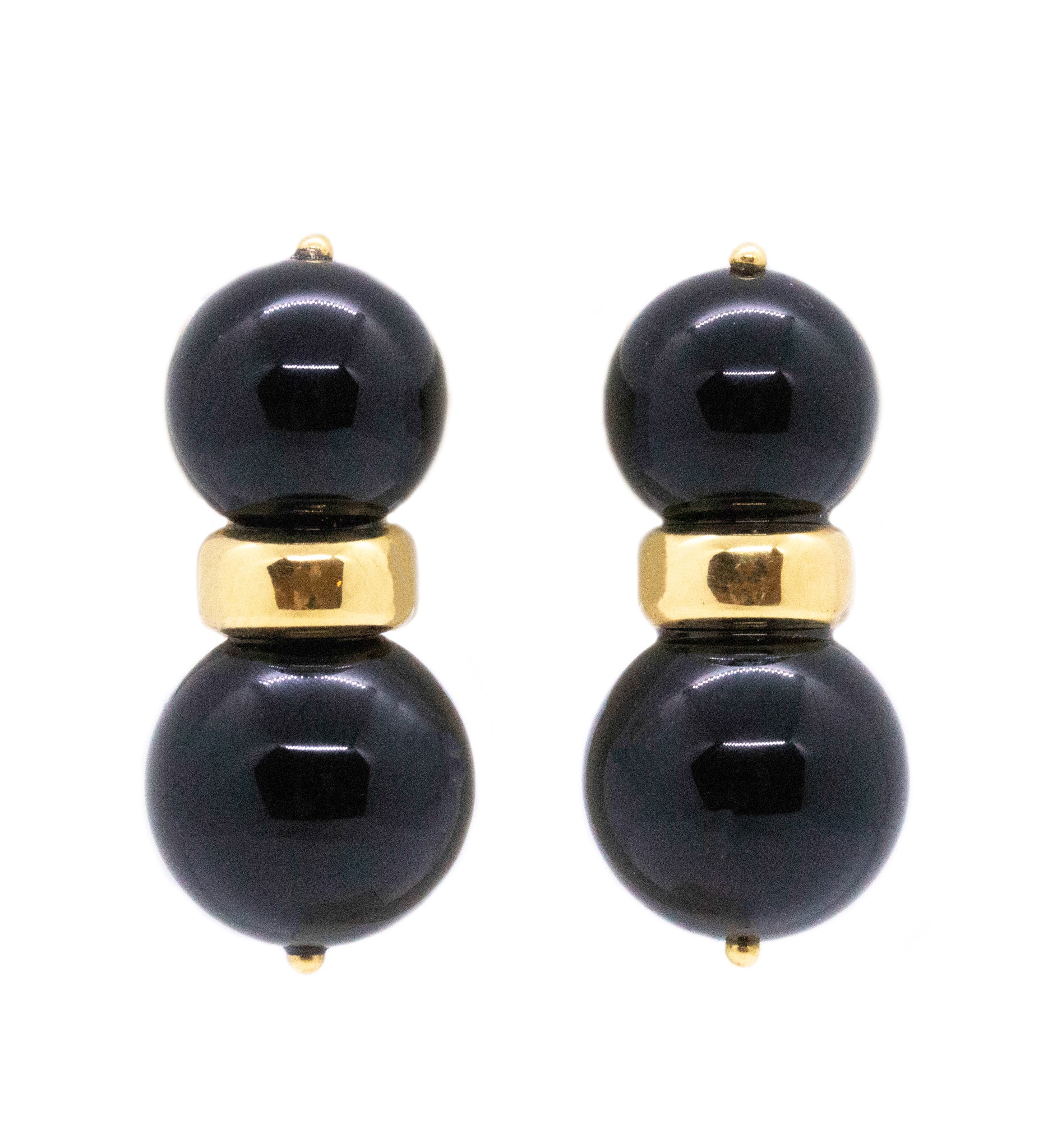 ANDREW CLUNN 18 KT GOLD EARRINGS WITH BLACK ONYX