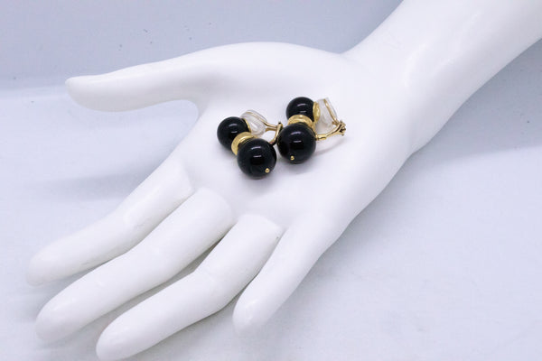 ANDREW CLUNN 18 KT GOLD EARRINGS WITH BLACK ONYX