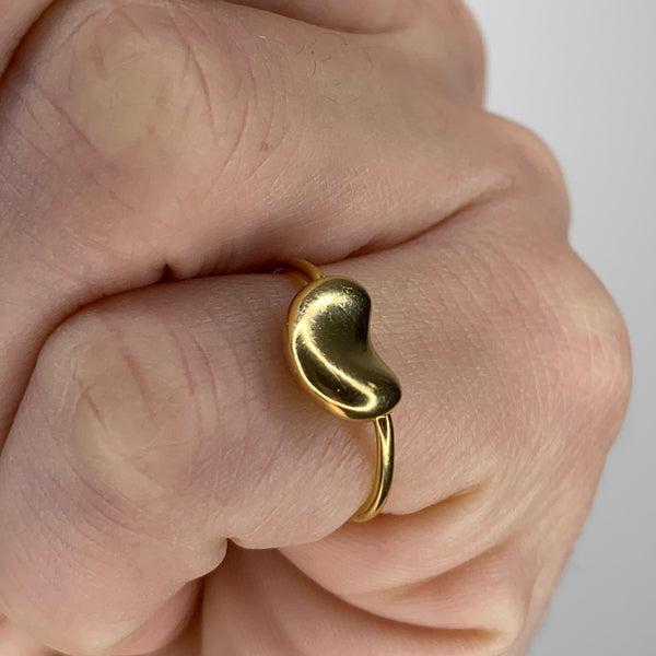 -Tiffany & Co 1977 Elsa Peretti Rare Small Kinetic Bean Ring In 18Kt Yellow Gold