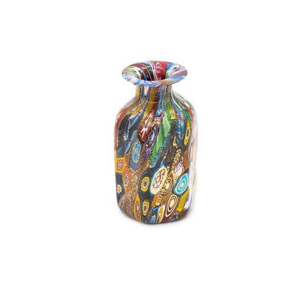 FRATELLI TOSO 1930 MURANO VENETIAN TINY HEXAGONAL SOFFIATO MILLEFIORI GLASS VASE