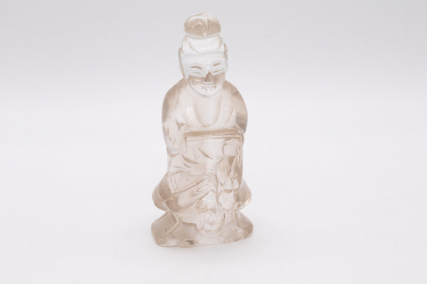 *China 1920 Standing Quan Yin "God Of Mercy" Sculpture Carved In Rock Quartz 599.5 Carats