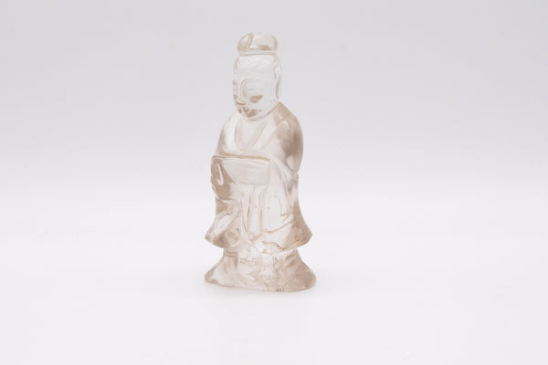 *China 1920 Standing Quan Yin "God Of Mercy" Sculpture Carved In Rock Quartz 599.5 Carats
