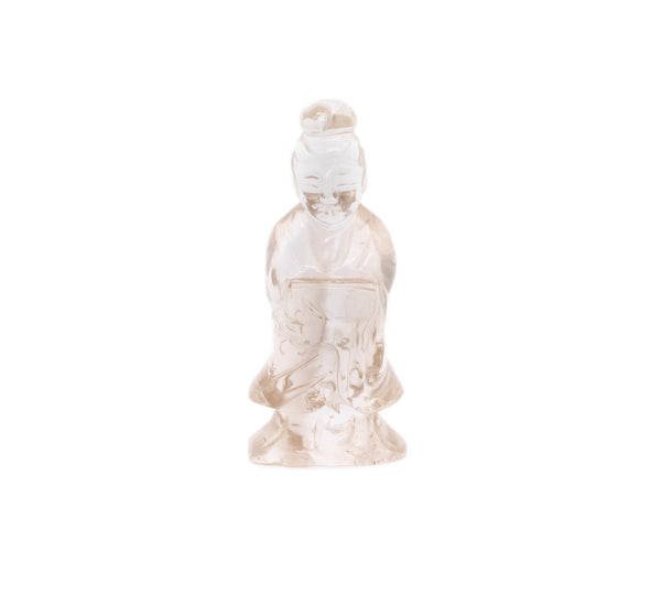 *China 1920 Standing Quan Yin "God Of Mercy" Sculpture Carved In Rock Quartz 599.5 Carats