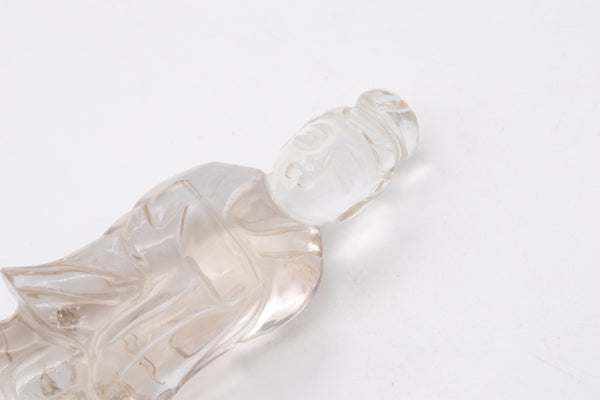 *China 1920 Standing Quan Yin "God Of Mercy" Sculpture Carved In Rock Quartz 599.5 Carats
