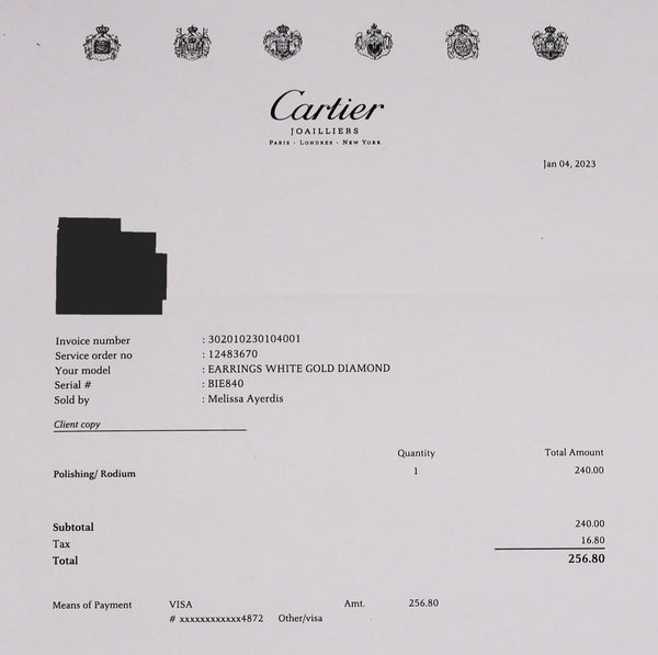 Cartier Paris C de Cartier Earrings Studs In 18Kt Gold With 1.00 Cts E VS 1 Diamonds Gia Certified