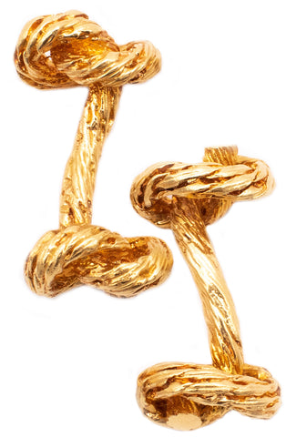 *Hermes Paris 1950 by George L'Enfant 18 kt gold textured knots cufflinks