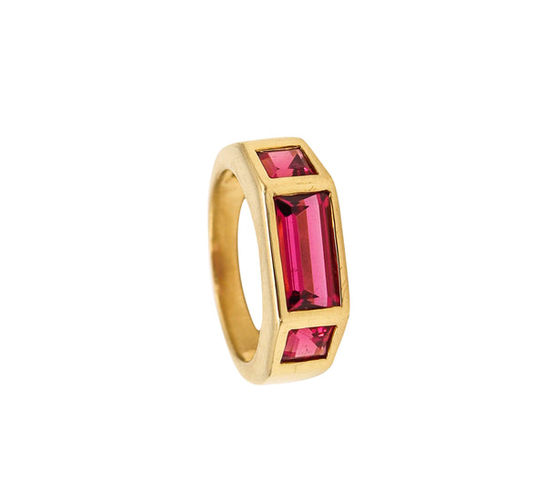 Tiffany And Co Paloma Picasso Studio Geometric Ring In 18Kt Gold With 4.34 Cts Of Pink Tourmalines