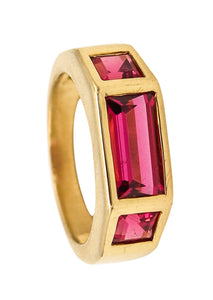 Tiffany And Co Paloma Picasso Studio Geometric Ring In 18Kt Gold With 4.34 Cts Of Pink Tourmalines
