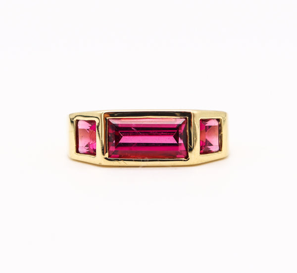 Tiffany And Co Paloma Picasso Studio Geometric Ring In 18Kt Gold With 4.34 Cts Of Pink Tourmalines